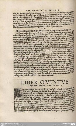 Liber Quintus Perspectivae Vitellionis.