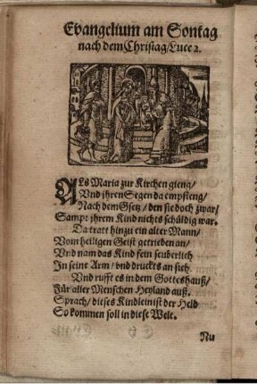 Evangelium am Sontag nach dem Christag/ Luce 2.