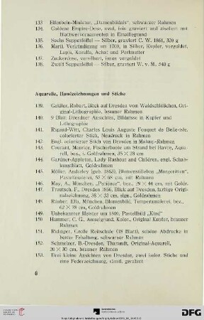Aquarelle, Handzeichnungen und Stiche (Nr. 139-153)