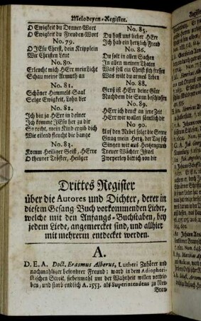 Drittes Register über die Autores und Dichter, [...]
