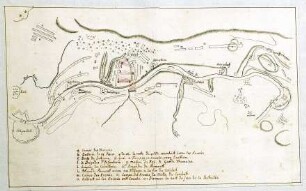 WHK 21 Österreichischer Sukzessionskrieg 1740-1748 bis zum Aachener Frieden: Plan der Schlacht bei Dettingen zwischen den Alliierten und den Franzosen, 27. Juni 1743
