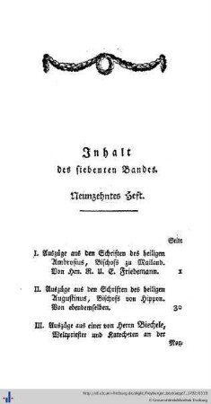 Inhalt des siebenten Bandes.