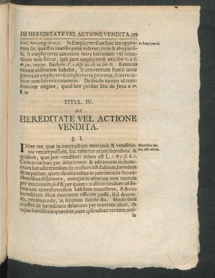 Titul. IV. De Hereditate Vel Actione Vendita