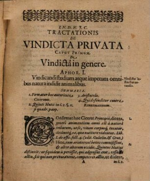 Geo. Adami Struvii Tractatio de vindicta privata : cum primis vero de ea quae fit retorsione tum iiniuriae verbis illatae, tum iuris iniqui