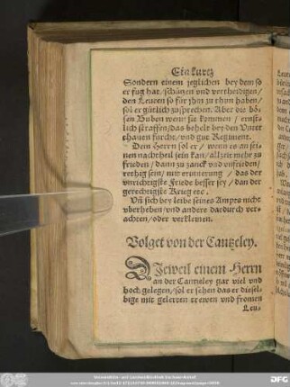 Volget von der Cantzeley.