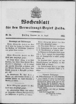 Nr. 32, Ausgabe vom 10. August 1850