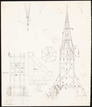 Kirche, Demnitz/Mark Umbau: Turmdetails 1:10, 1:50