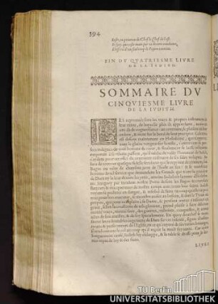 Sommaire Du Cinquiesme Livre De La Iudith.