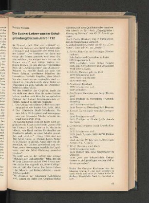 Die Eutiner Lehrer von der Schulgründung bis zum Jahre 1712