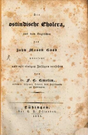 Die ostindische Cholera