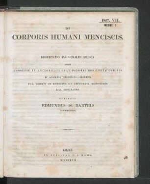 De Corporis Humani Menciscis.