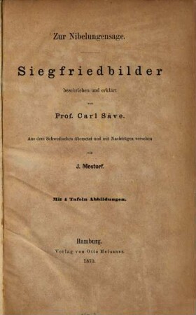 Zur Nibelungensage : Siegfriedbilder