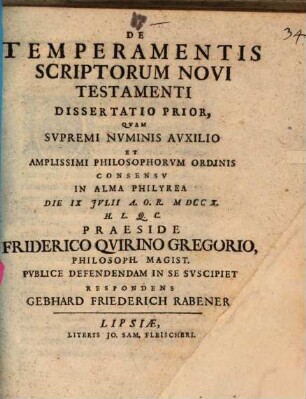 De temperamentis scriptorum Novi Testamenti dissertatio prior
