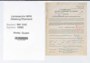 Entnazifizierung Gustav Winter, geb. 01.05.1885 (Verw.Angest.)