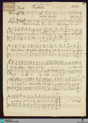 Trinklied - JWK Mus.Ms. 343 : Coro maschile; D; StrK WoO 8.32