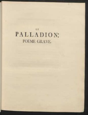 Le Palladion: Poëme Grave.