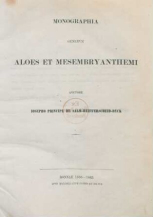 Monographia Genervm Aloes Et Mesembryanthemi