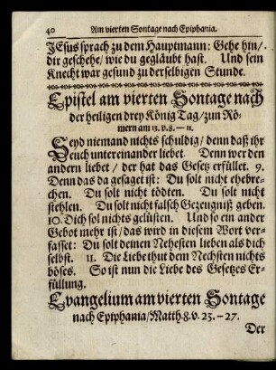 Epistel am vierten Sontage nach der heiligen drey König Tag/ ...