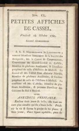 No CL (Vendredi 28. Octobre 1785)