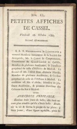 No CL (Vendredi 28. Octobre 1785)