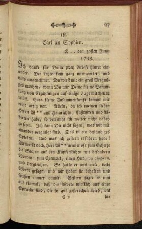 18. Carl an Sophien. K .. den 30sten Junii 1755.
