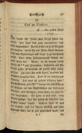 18. Carl an Sophien. K .. den 30sten Junii 1755.