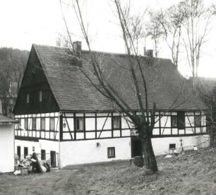 Grünhain-Beierfeld, Elterleiner Straße 6. Gasthaus "Mühlhansel" (Ehemalige Niedere Mühle; 1738). Straßenansicht