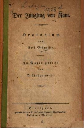 Der Jüngling von Nain : Oratorium