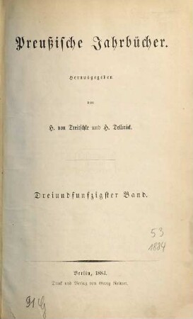 Preußische Jahrbücher. 53. 1884
