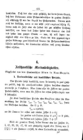 Arithmetische Merkwürdigkeiten