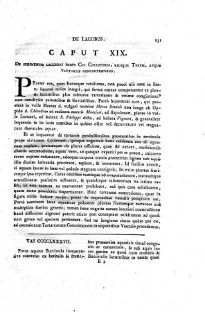 Caput XIX. De sedimento lacustri prope Civ. Collensem, ejusque Testis, atque tartareis concretionibus.