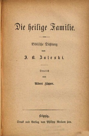 Die heilige Familie : biblische Dichtung