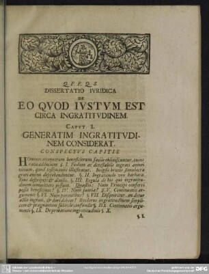 Caput I. Generatim Ingratitudinem Considerat
