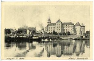 Torgau. Schloss Hartenfels - Elbe mit Schlepper