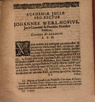 Programma Festo Michaelis Archangeli In Academia Julia P. P. Quo Canon XXXV Synodi Laodicenae illustratur