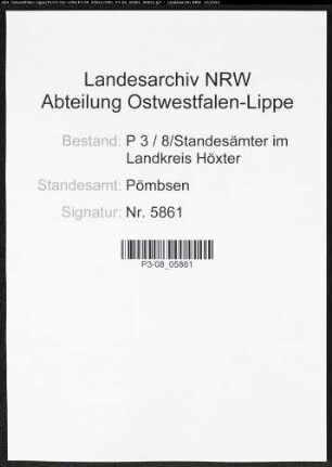 Sterberegister Standesamt Pömbsen
