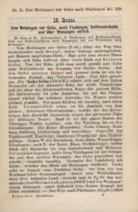 18. Route. Von Meiningen zur Geba, nach Fladungen, Kaltennordheim und über Wasungen zurück.