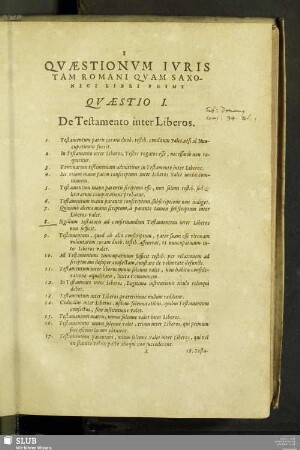 Quaestio I. De Testamento Inter Liberos