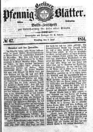 No. 67, Dienstag,den 3. Juni