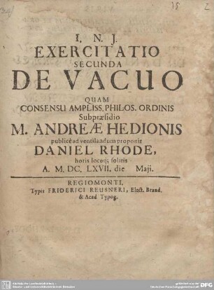 2: Exercitatio ... De Vacuo