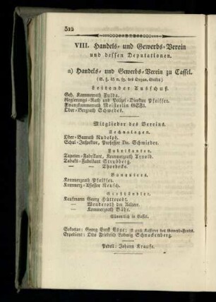 Handels- und Gewerbs-Verein und dessen Deputationen