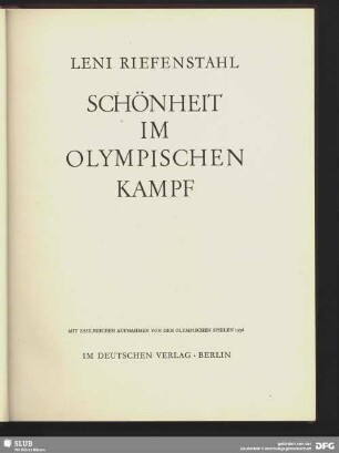 Schönheit im olympischen Kampf : mit zahlreichen Aufnahmen von den Olympischen Spielen 1936