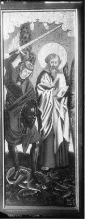 Kloster Lichtental Fürstenkapelle Ahnenaltar geschlossen, Außenflügel Michael und Andreas (1503)