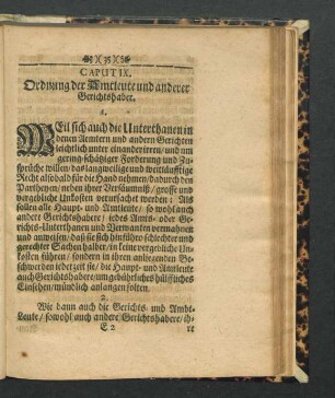 Caput IX. Ordnung der Amtleute und anderer Gerichtshaber.