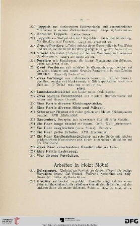 Arbeiten in Holz; Möbel (Nr. 241-310)