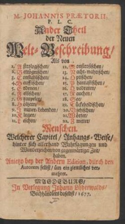 2: Anthropodemus Plutonicus Das ist/ Eine Neue Weltbeschreibung/ Von Allerley Wunderbahren Menschen