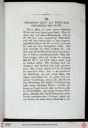 III. Polyphem tritt auf einen der Gefährten des Ulyss