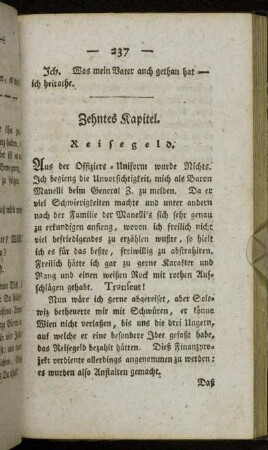 Zehntes Kapitel. Reisegeld.
