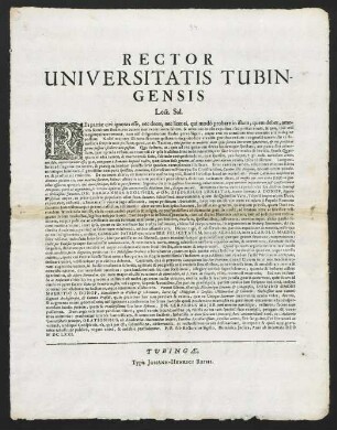 Rector Universitatis Tubingensis Lect. Sal.