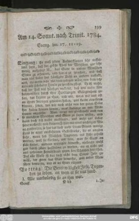 Am 14. Sonnt. nach Trinit. 1784. Evang. Luc. 17, 11 - 19.